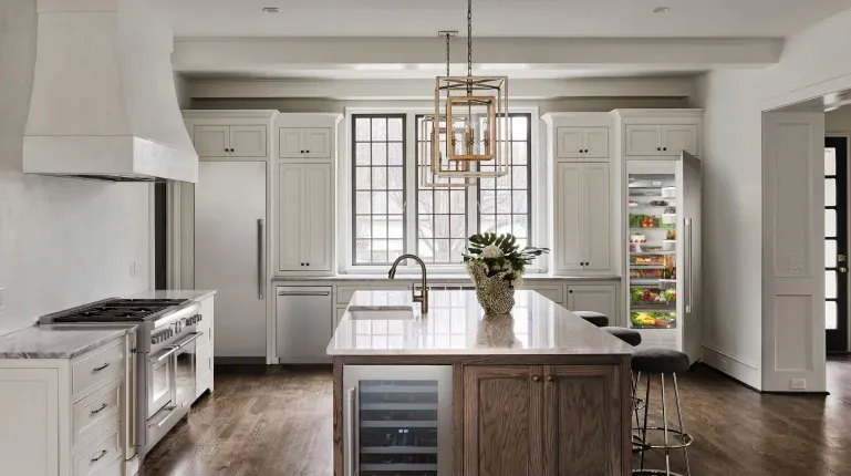 High-End Kitchen Transformation: Fully integrated Thermador column refrigeration and wine preservation.
